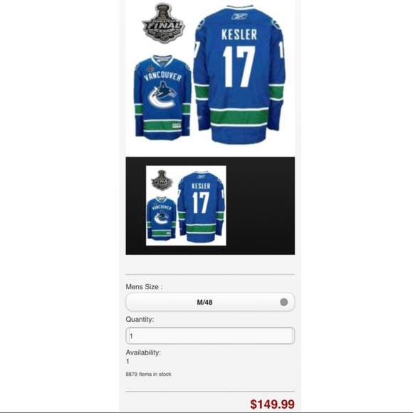 Reebok Vancouver Canucks 2011 Stanley Cup Jersey - Picture 5 of 5